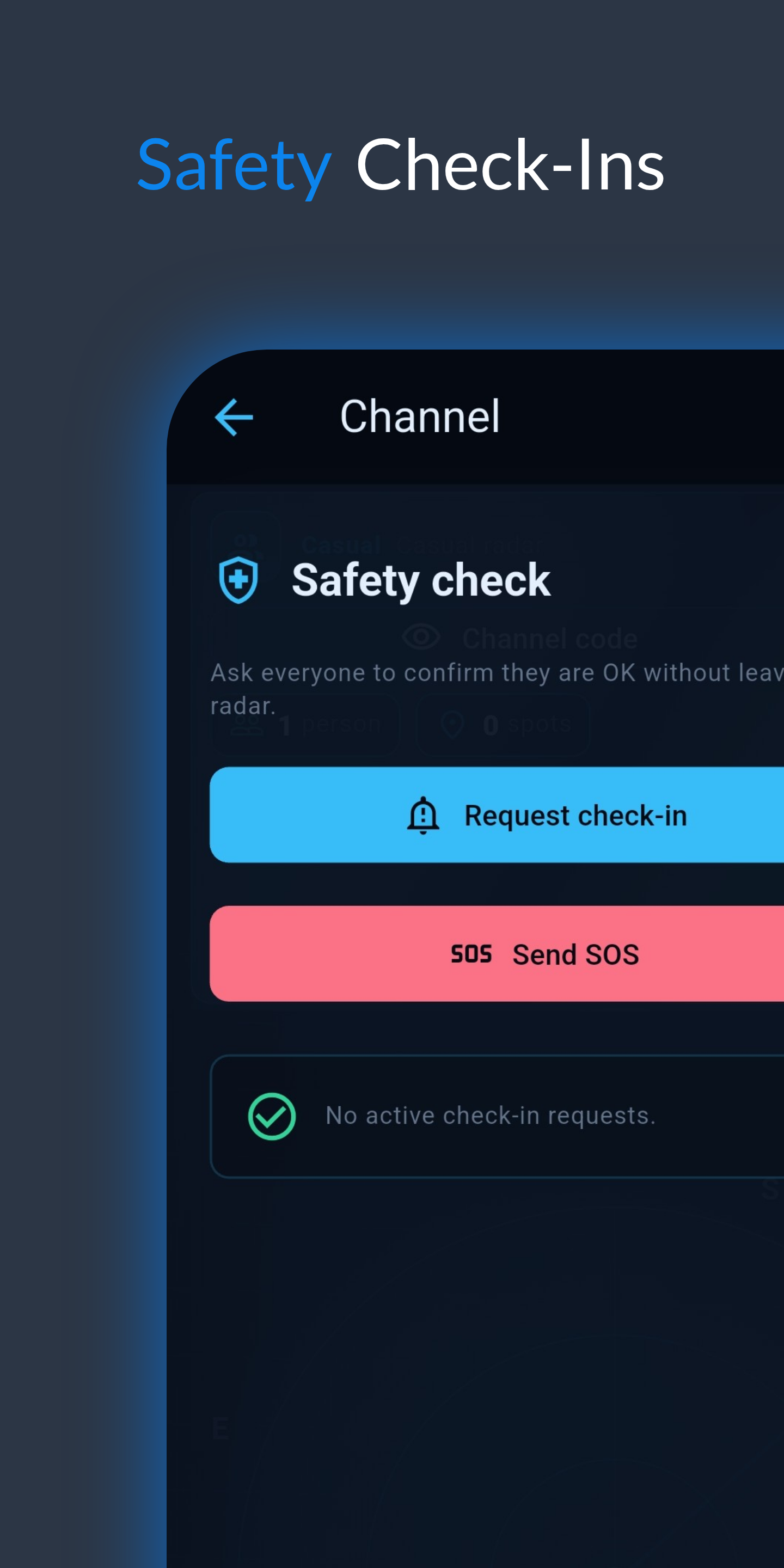 LodeStone safety check-in screen